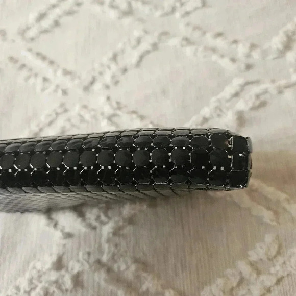 Whiting & Davis Black Mesh Zip Top Clutch With Original Creation Tag - Picture 10 of 14